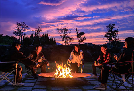 富士山と夕焼けに包まれる